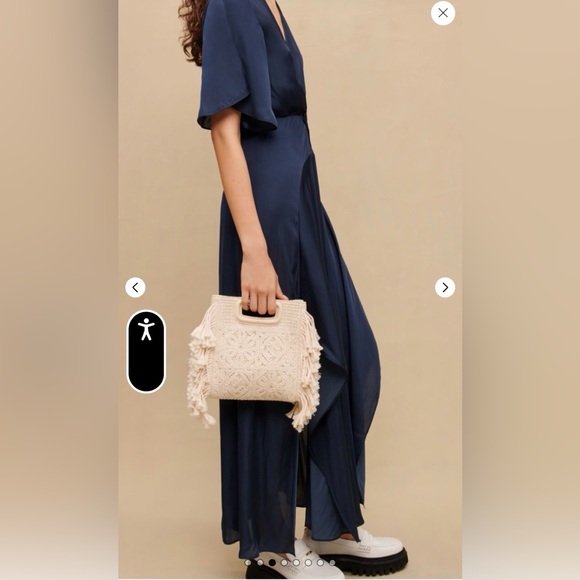 Maje Flowing satin scarf navy dress sz36 - Picture 3 of 12